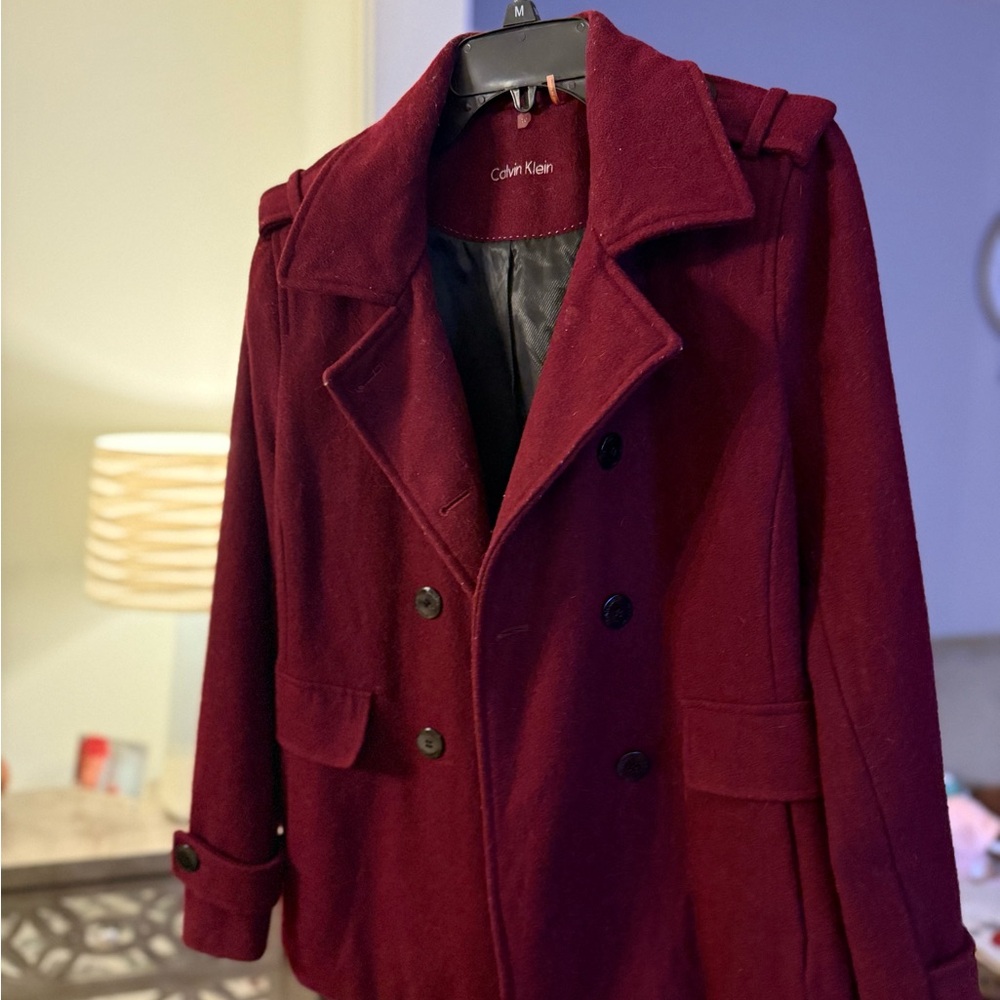 Calvin Klein, Women’s Pea Coat in Crimson Burgundy
